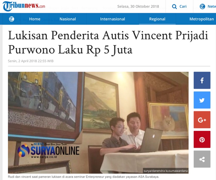 Lukisan Penderita Autis Vincent Prijadi Purwono Laku Rp 5 Juta
