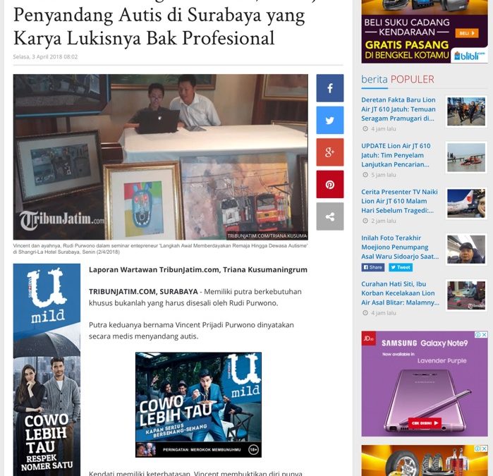 Yuk Kenalan dengan Vincent, Remaja Penyandang Autis di Surabaya yang Karya Lukisnya Bak Profesional